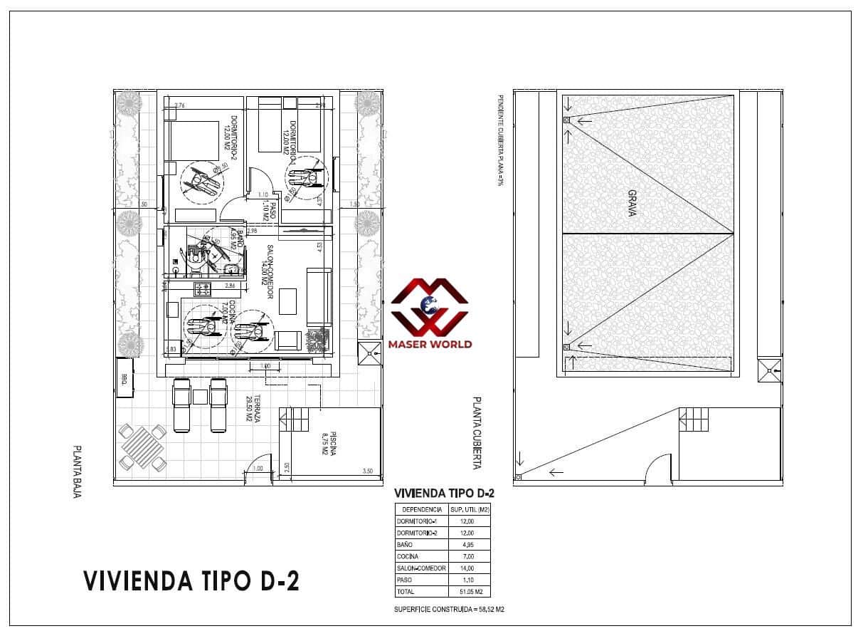 2 slaapkamer Halfvrijstaande villa te koop in Vera met zwembad garage - € 370.000 (Ref: 10006321)