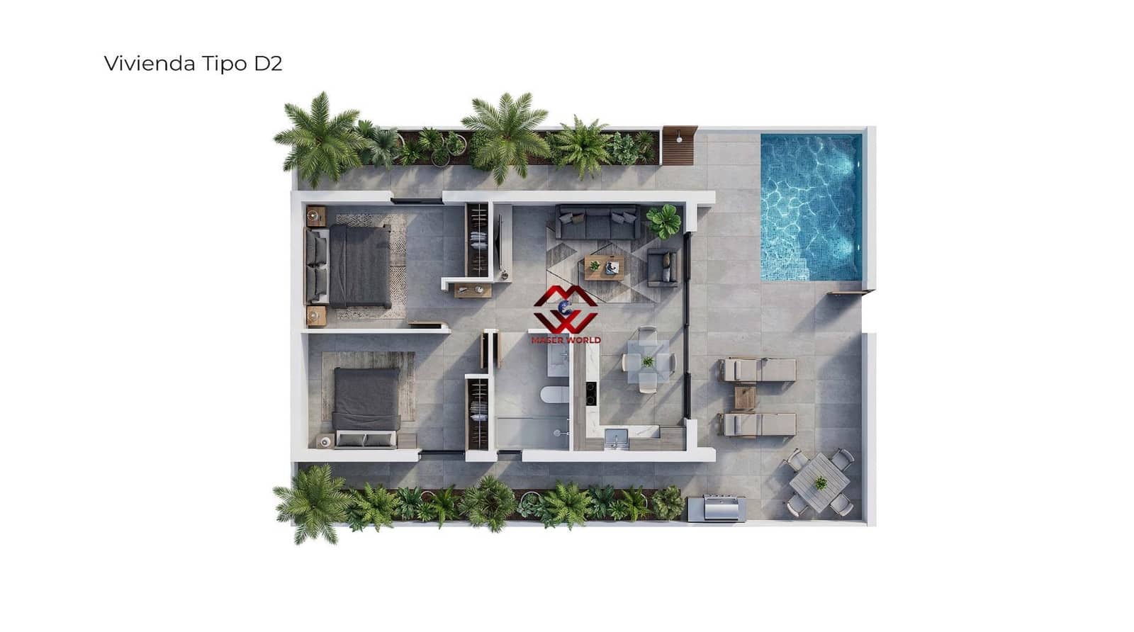 2 slaapkamer Halfvrijstaande villa te koop in Vera met zwembad garage - € 370.000 (Ref: 10006321)