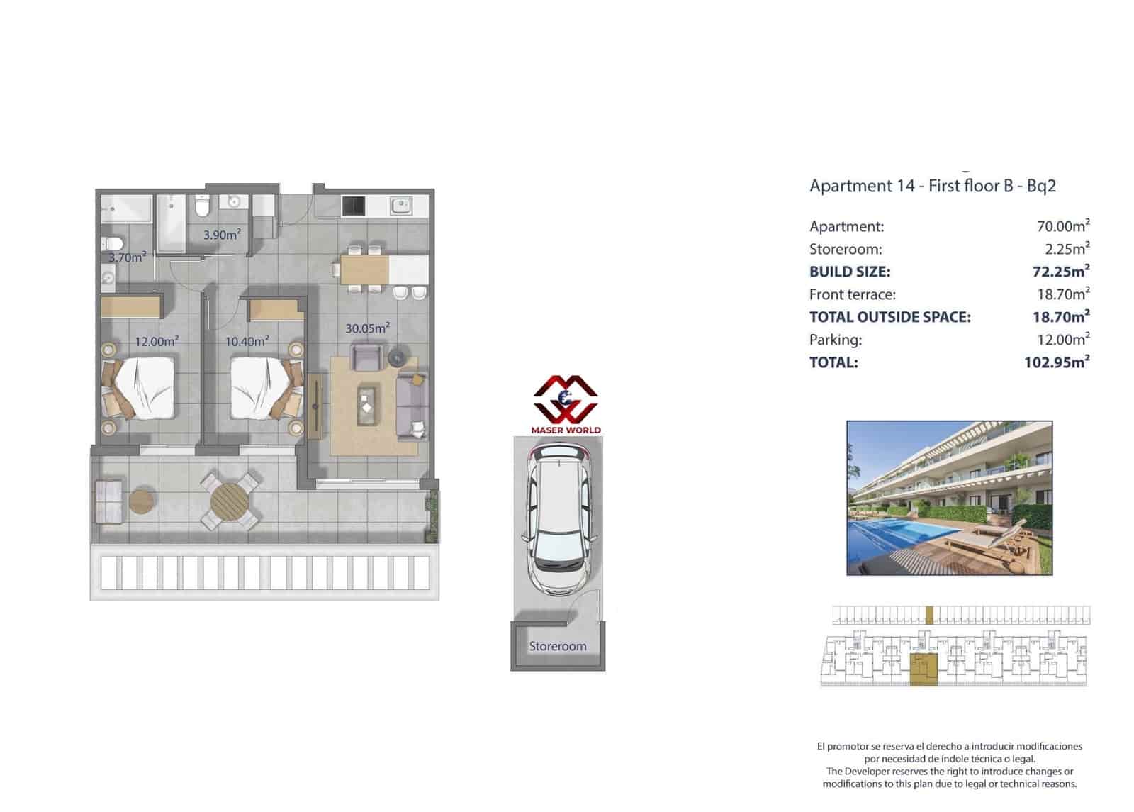 2 slaapkamer Appartement te koop in Los Alcazares met zwembad garage - € 339.000 (Ref: 10055264)