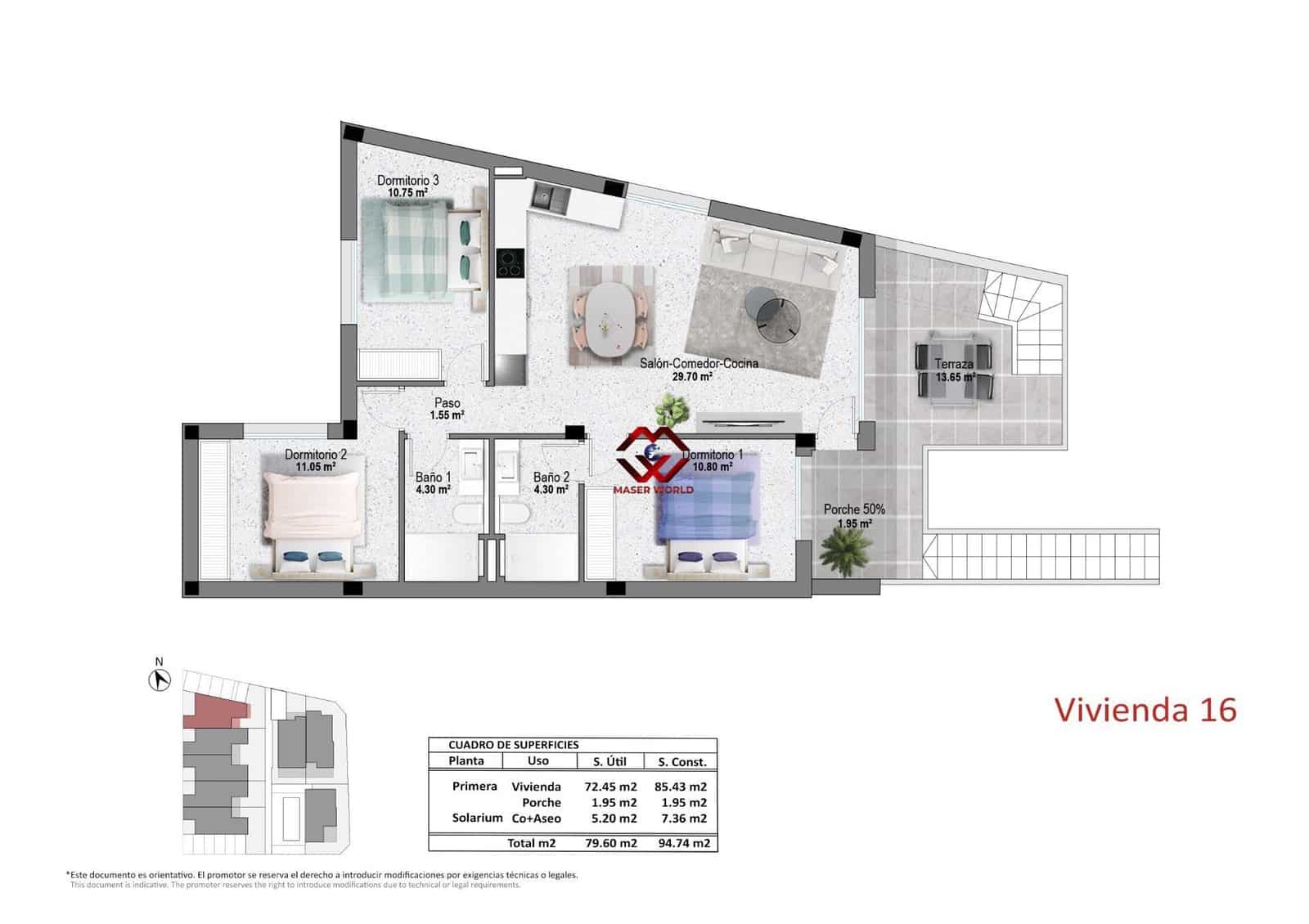 3 sypialnia Bungalow na sprzedaż w Pilar de la Horadada z basenem garażem - 339 900 € (Ref: 10059460)