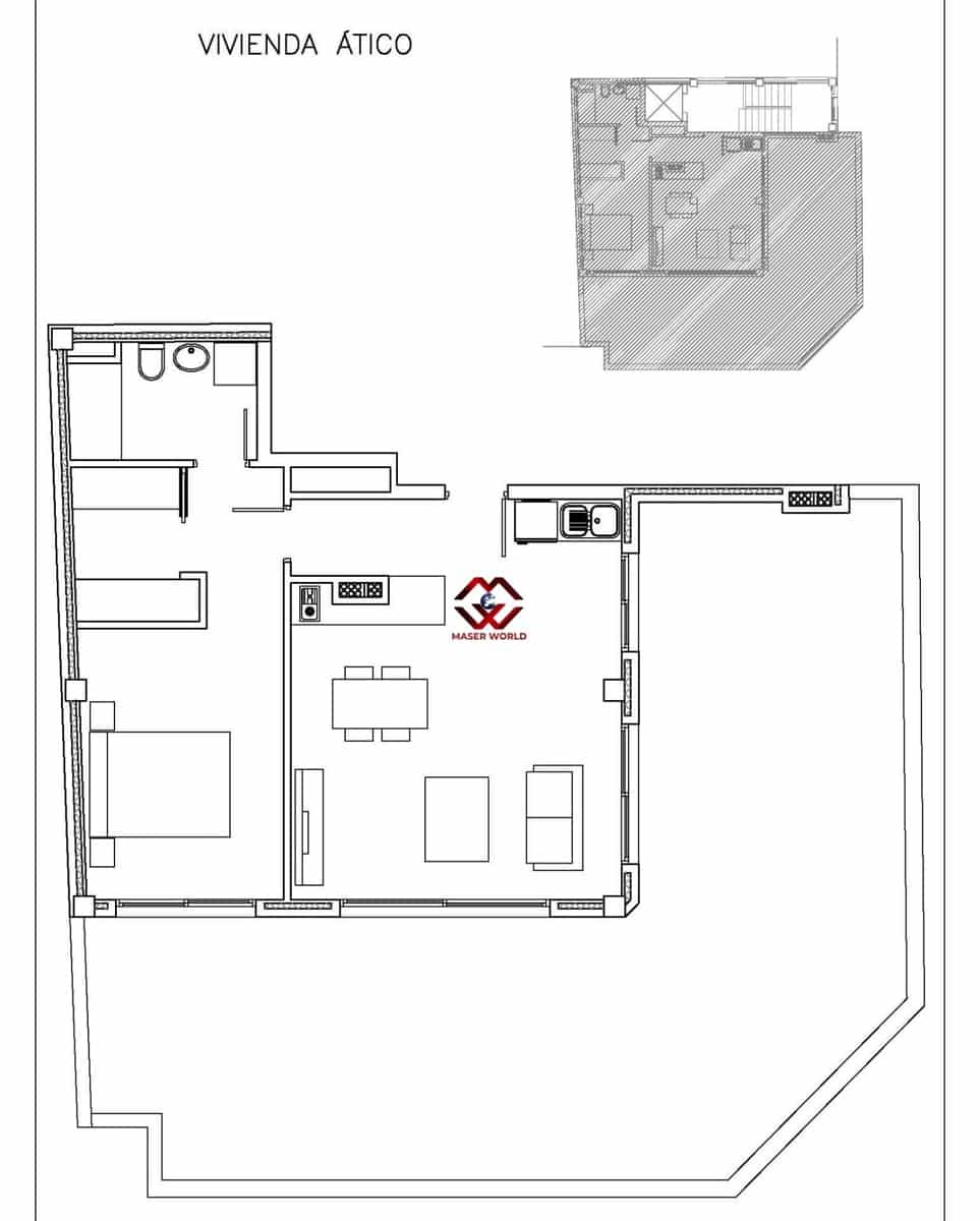 1 soverom Penthouse til salgs i Guardamar del Segura med svømmebasseng - € 339 500 (Ref: 10142601)