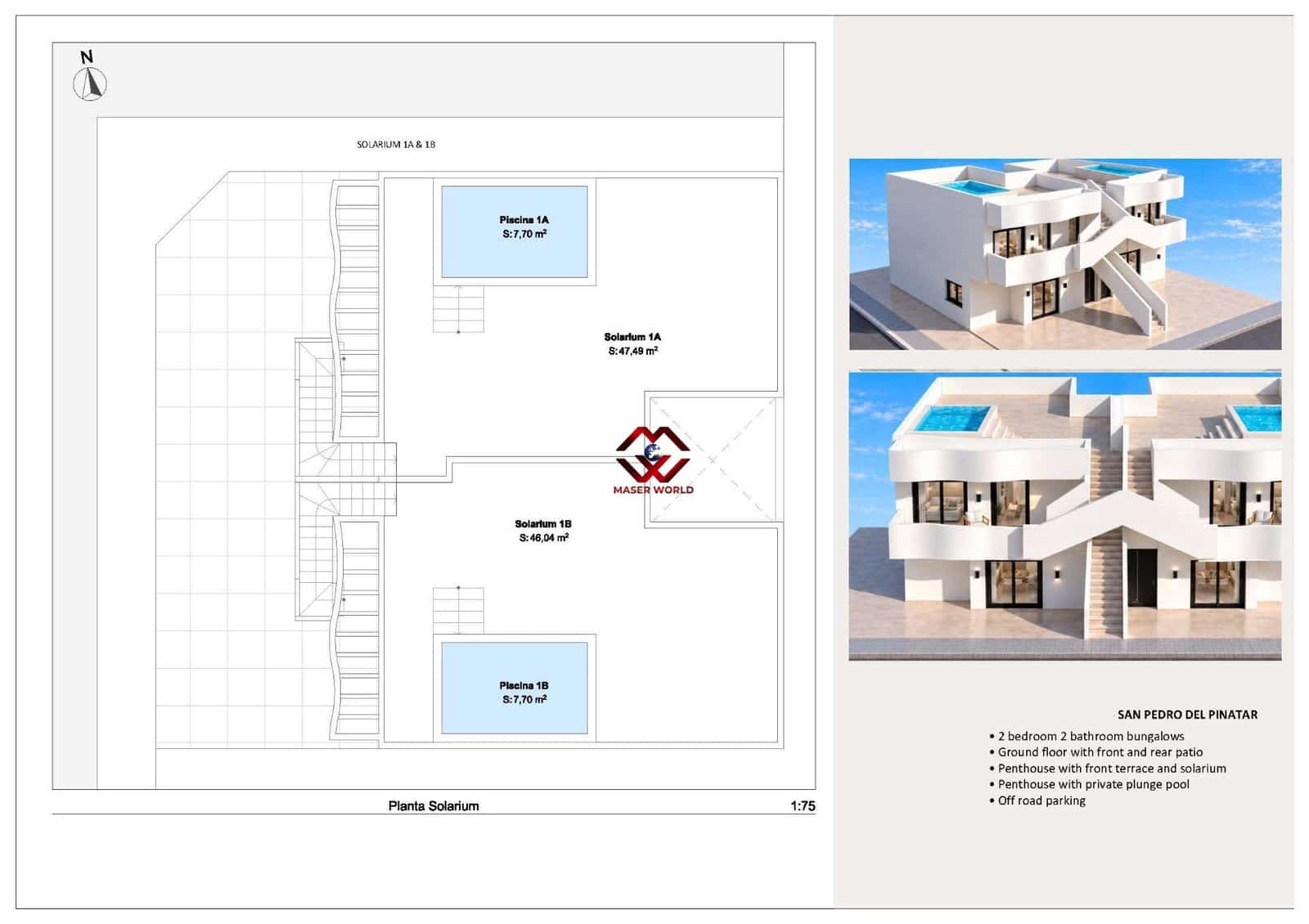 2 camera da letto Bungalow in vendita in San Pedro del Pinatar con piscina garage - 299.950 € (Rif: 10142602)