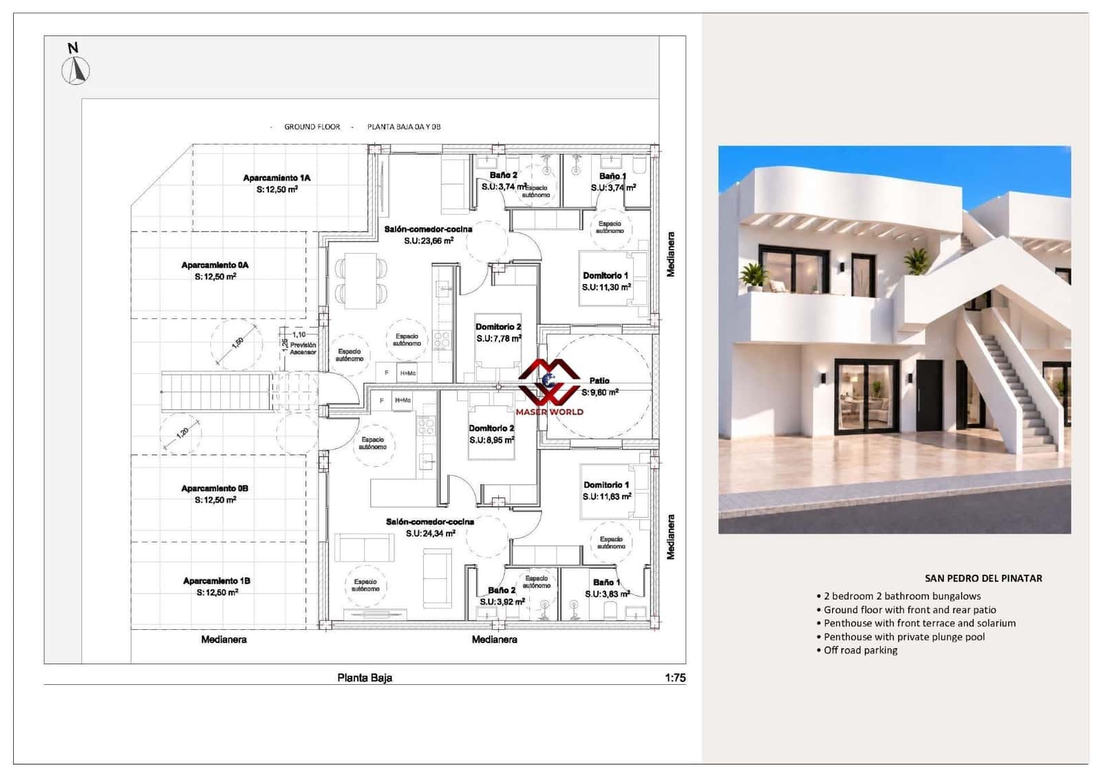 2 camera da letto Bungalow in vendita in San Pedro del Pinatar con piscina garage - 279.950 € (Rif: 10142604)