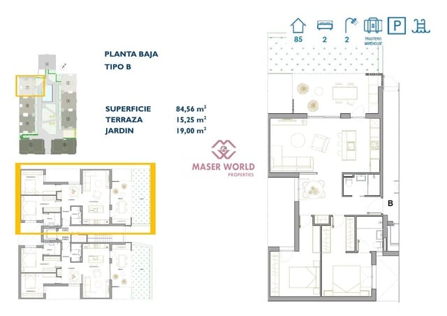 2 sypialnia Apartament na sprzedaż w San Pedro del Pinatar z basenem - 254 900 € (Ref: 8253949)
