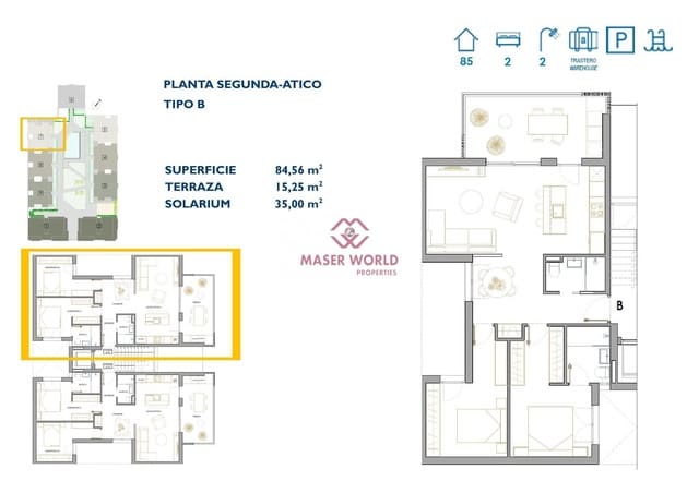 2 sypialnia Penthouse na sprzedaż w San Pedro del Pinatar z basenem - 264 900 € (Ref: 8253953)