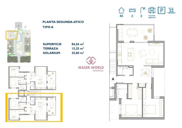 2 sypialnia Penthouse na sprzedaż w San Pedro del Pinatar z basenem - 264 900 € (Ref: 8253953)