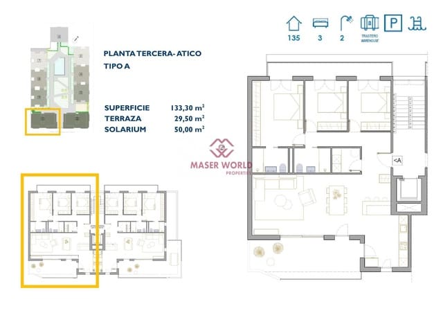 Ático de 3 habitaciones en San Pedro del Pinatar en venta con piscina - 334.900 € (Ref: 8253954)