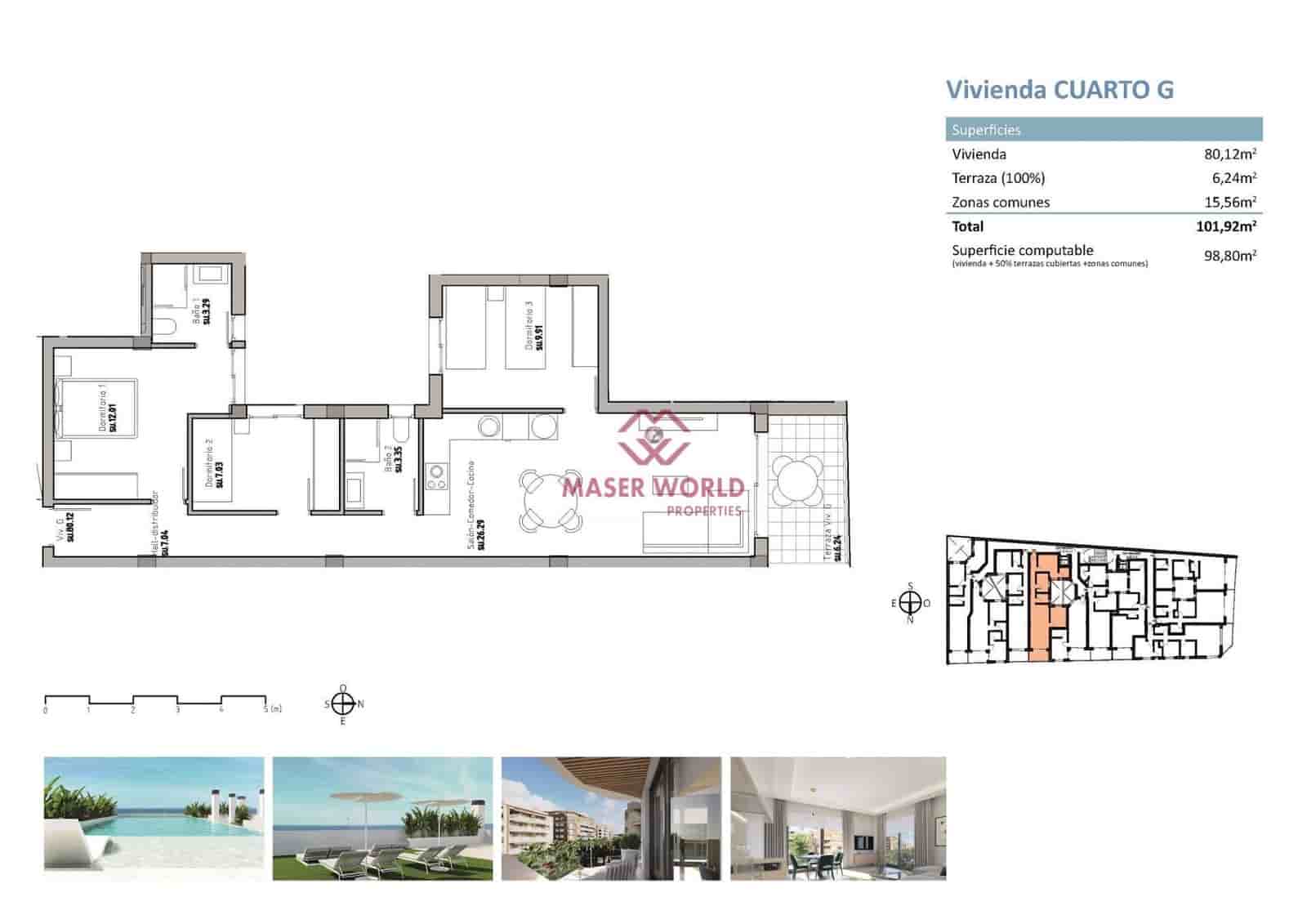 3 slaapkamer Penthouse te koop in Guardamar del Segura met zwembad garage - € 431.000 (Ref: 8363218)