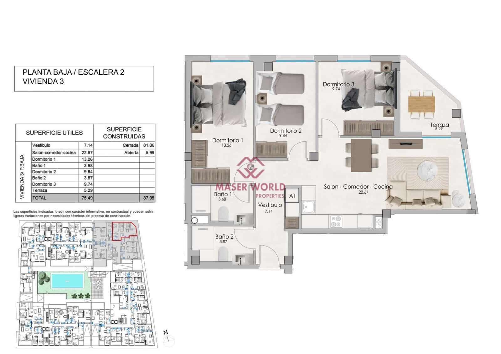 3 bedroom Apartment for sale in Santa Pola with pool - € 320,000 (Ref: 8377714)