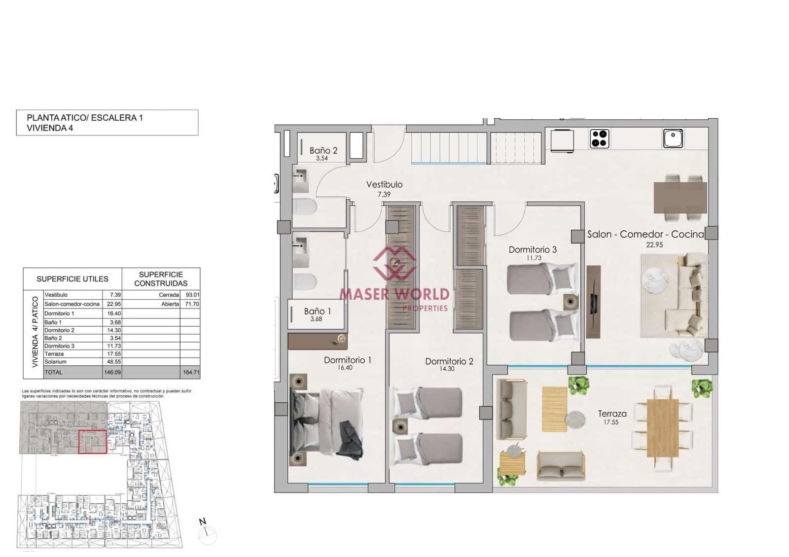 3 sypialnia Penthouse na sprzedaż w Santa Pola z basenem - 530 000 € (Ref: 8377717)