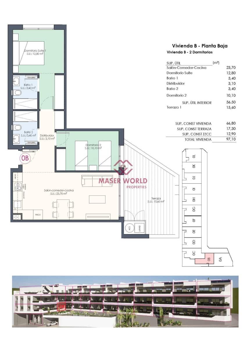 2 bedroom Apartment for sale in Benijofar with pool garage - € 294,000 (Ref: 8394927)