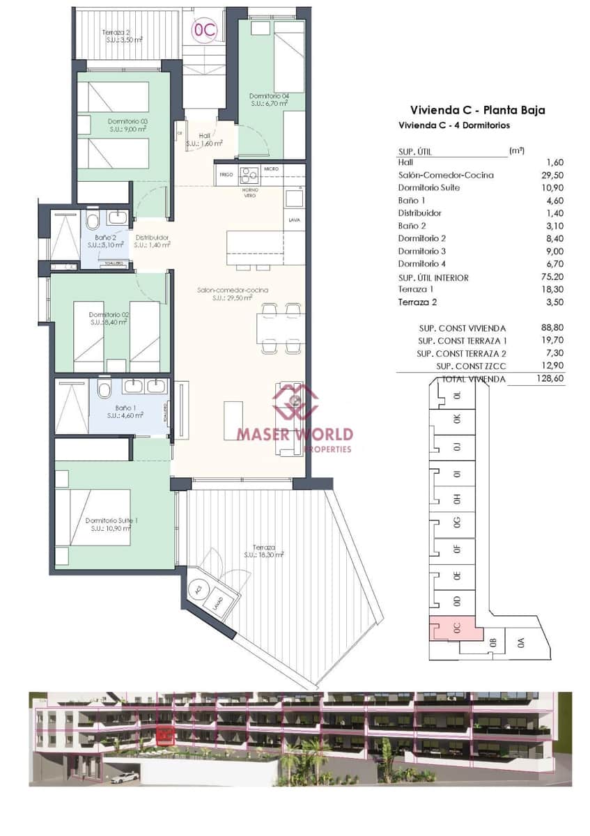 4 soverom Leilighet til salgs i Benijofar med svømmebasseng garasje - € 328 000 (Ref: 8398468)