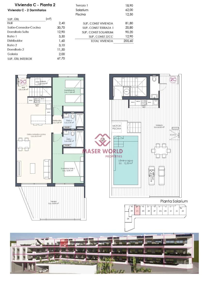 2 soveværelse Penthouse til salg i Benijofar med swimmingpool garage - € 421.000 (Ref: 8398472)