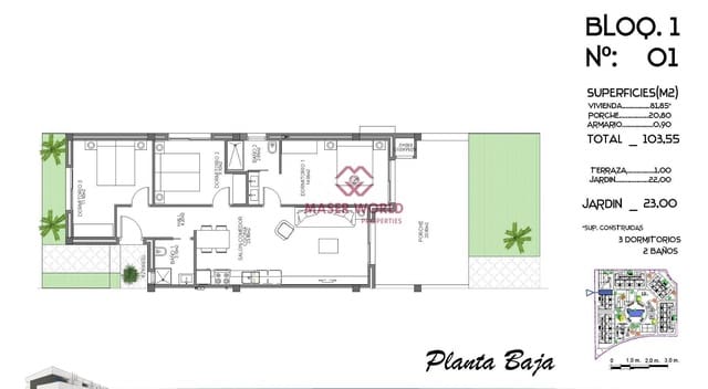 Apartamento de 3 habitaciones en El Raso, Guardamar del Segura en venta con piscina - 248.000 € (Ref: 8398474)