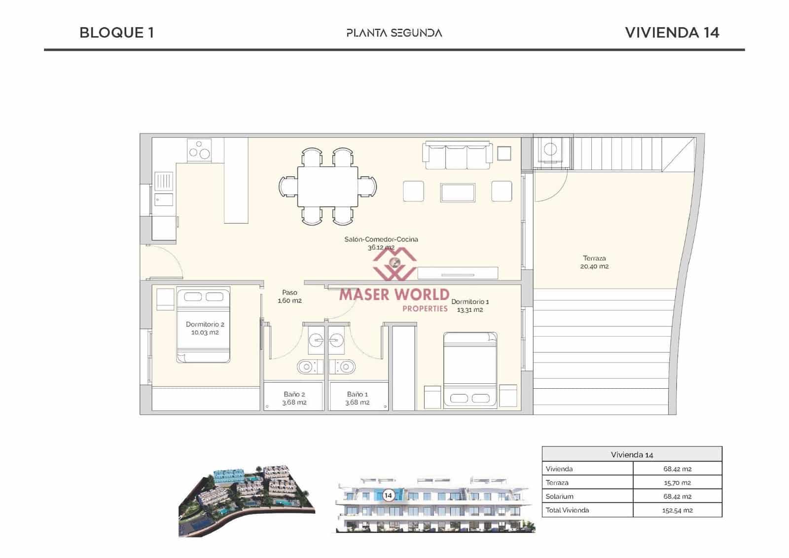 2 soverom Penthouse til salgs i Finestrat med svømmebasseng - € 369 900 (Ref: 8398480)