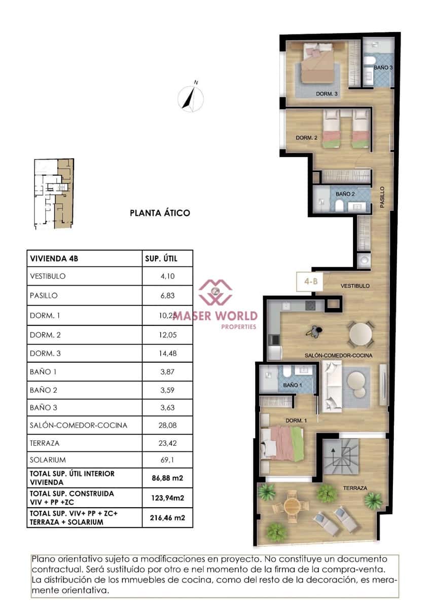 3 slaapkamer Penthouse te koop in Torrevieja met zwembad garage - € 599.000 (Ref: 8423347)