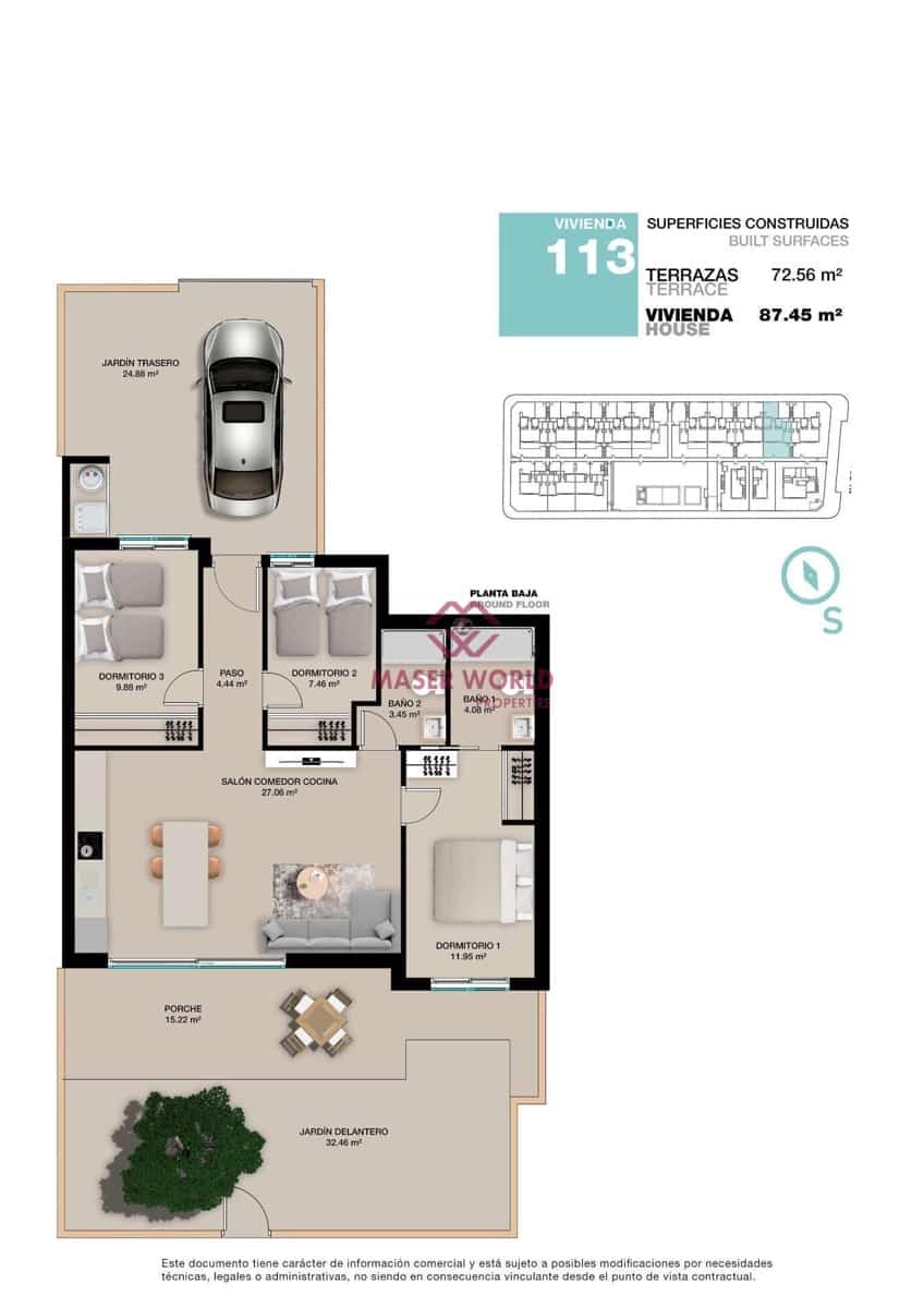 3 soveværelse Bungalow til salg i Torre de la Horadada med swimmingpool - € 380.000 (Ref: 8445702)