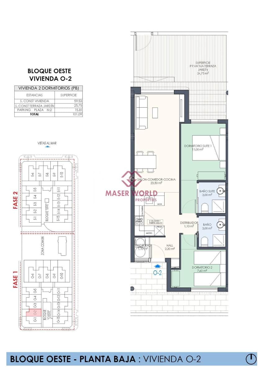 Bungalow de 2 habitaciones en Pilar de la Horadada en venta con piscina - 334.000 € (Ref: 8723982)
