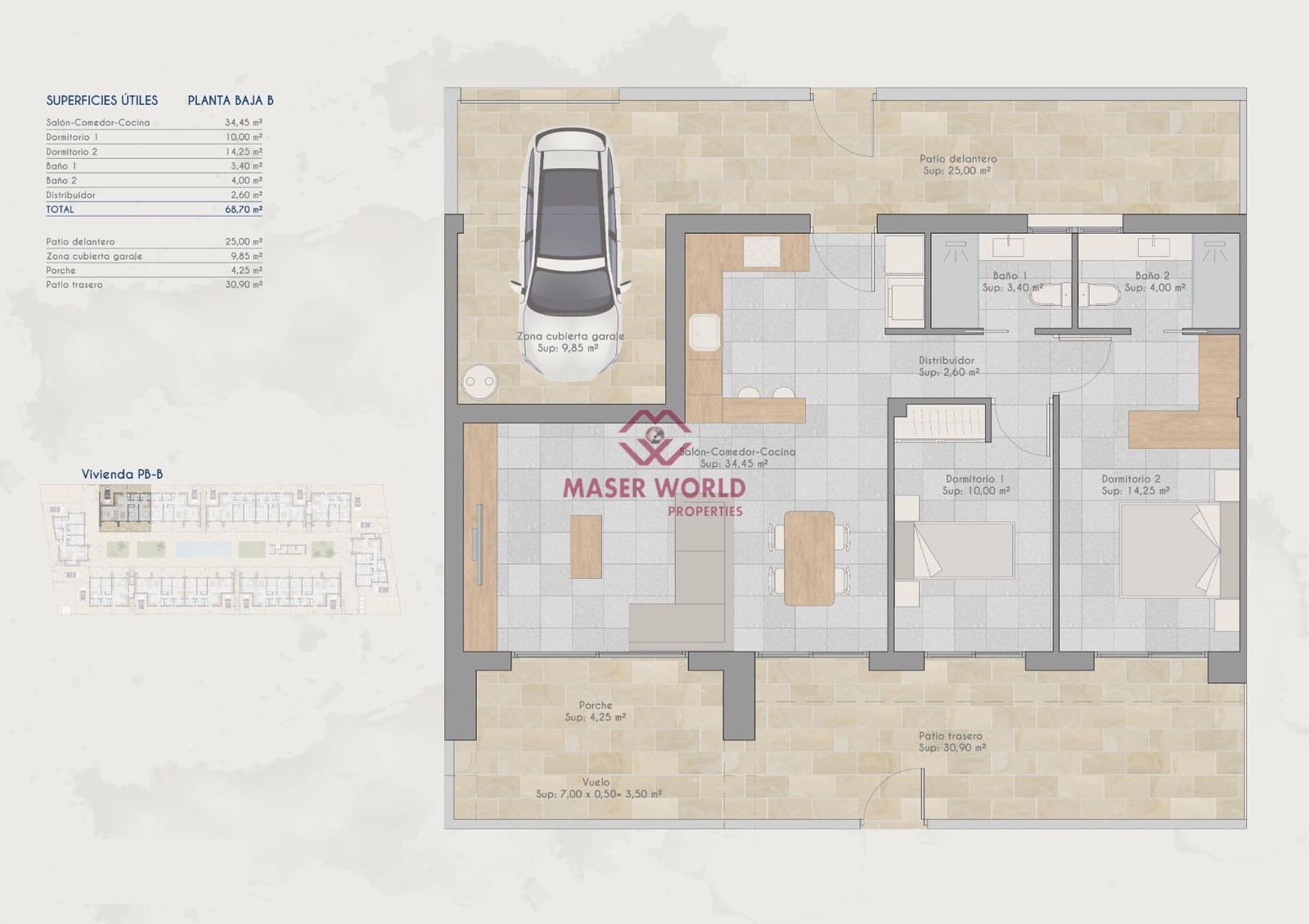 2 chambre Bungalow à vendre à Torre-Pacheco avec piscine - 210 000 € (Ref: 8723993)