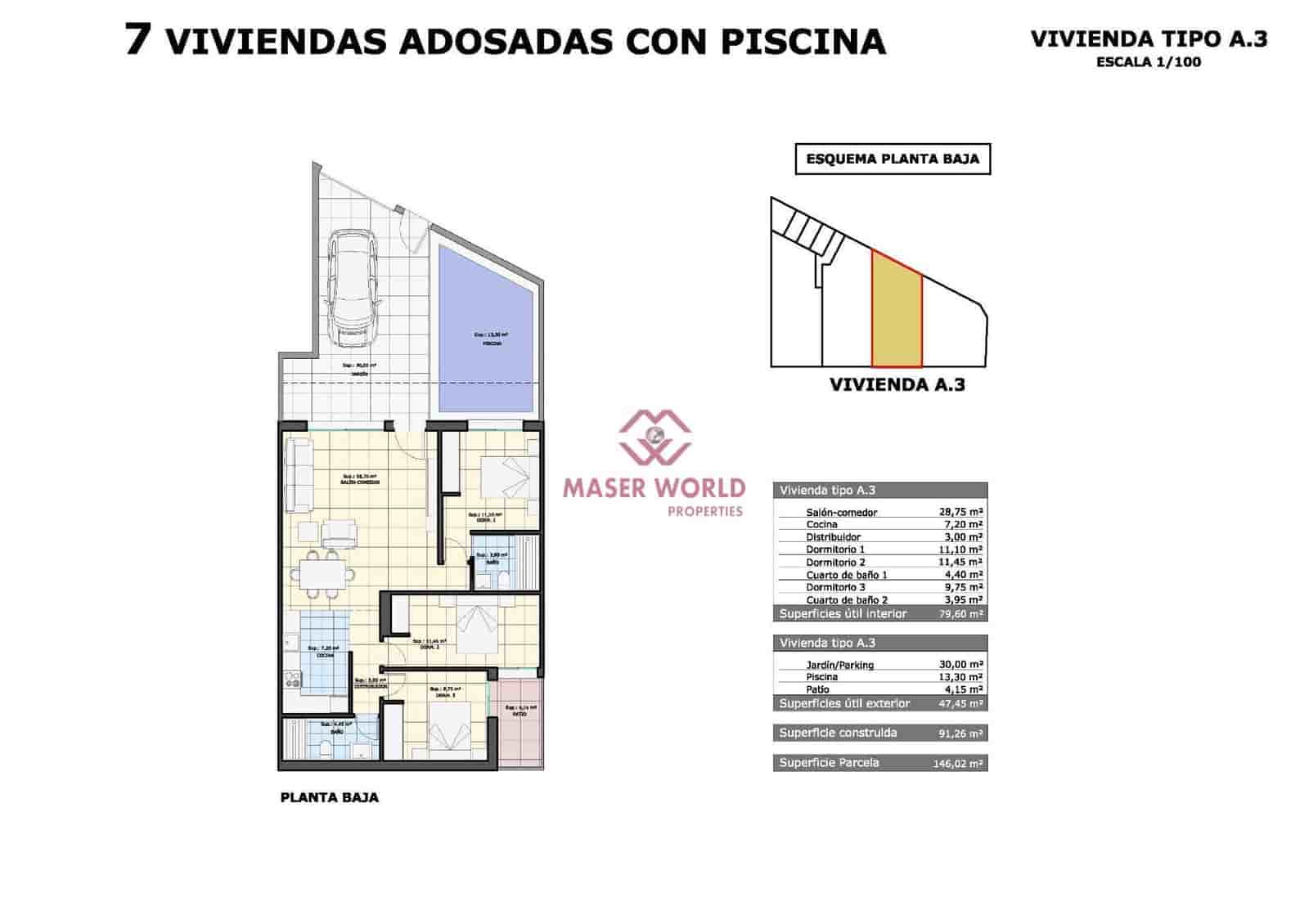 3 slaapkamer Bungalow te koop in Pilar de la Horadada met zwembad - € 319.900 (Ref: 8836715)