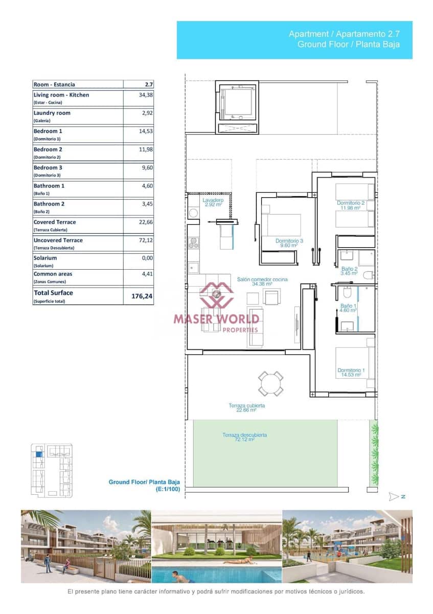 3 slaapkamer Appartement te koop in Torre de la Horadada met zwembad - € 419.900 (Ref: 8948698)