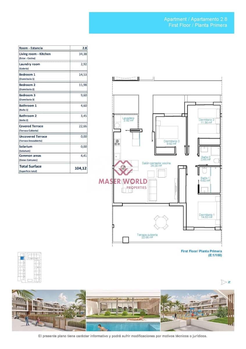3 soverom Leilighet til salgs i Torre de la Horadada med svømmebasseng - € 398 900 (Ref: 8948699)