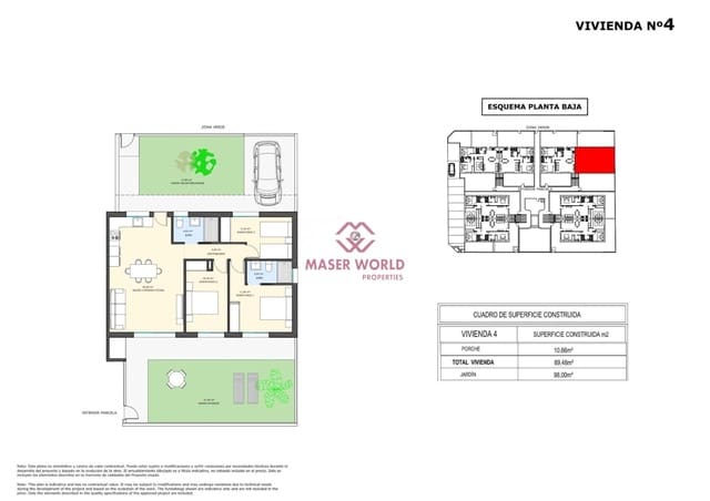 3 sovrum Bungalow till salu i Pilar de la Horadada med pool - 289 900 € (Ref: 8948702)