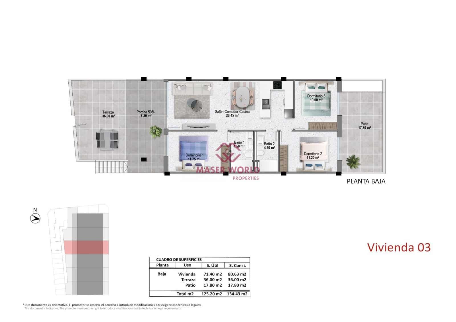 3 sovrum Bungalow till salu i Pilar de la Horadada med pool - 289 900 € (Ref: 8948713)