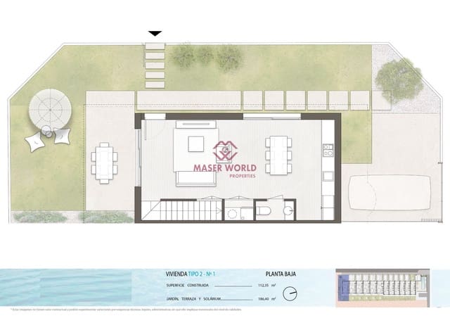 3 soveværelse Semi-Rækkehus til salg i Pilar de la Horadada med swimmingpool - € 437.900 (Ref: 8948723)