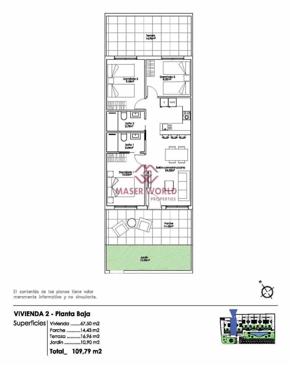 3 slaapkamer Bungalow te koop in Pilar de la Horadada met zwembad - € 270.000 (Ref: 8972097)