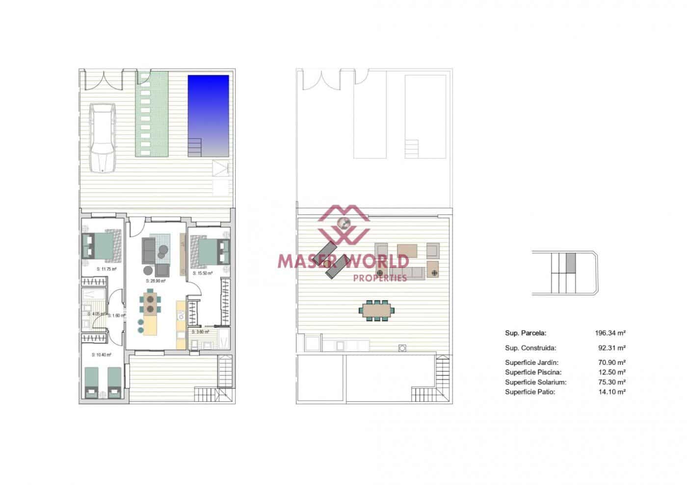 3 soverom Rekkehus til salgs i San Javier med svømmebasseng - € 365 500 (Ref: 9089669)