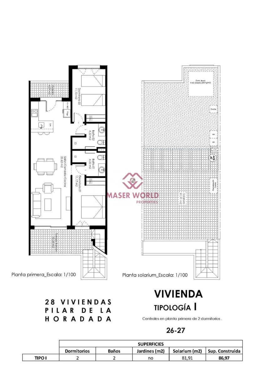 2 bedroom Bungalow for sale in Pilar de la Horadada with pool - € 245,000 (Ref: 9116668)
