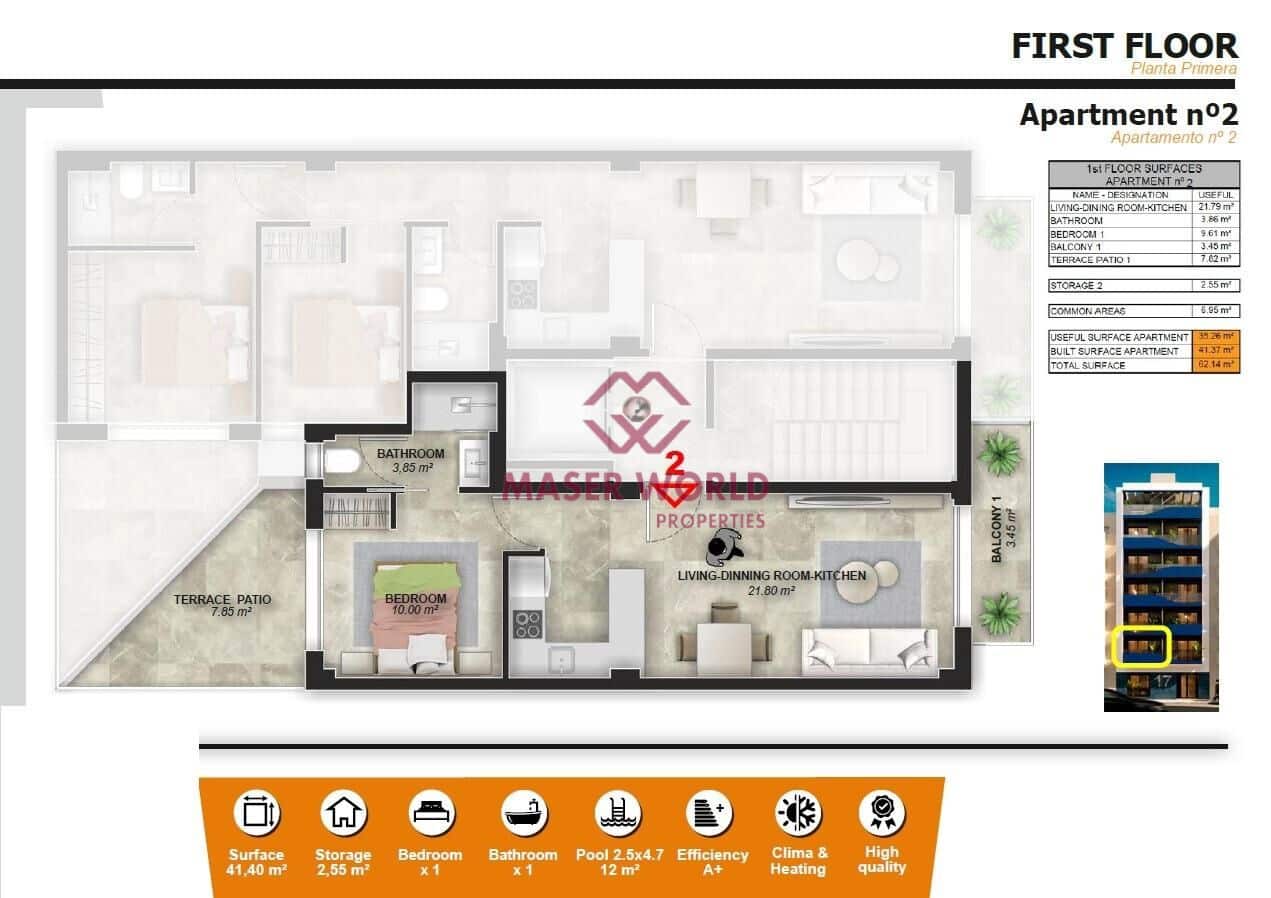 1 sovrum Lägenhet till salu i Torrevieja med pool - 185 000 € (Ref: 9116669)