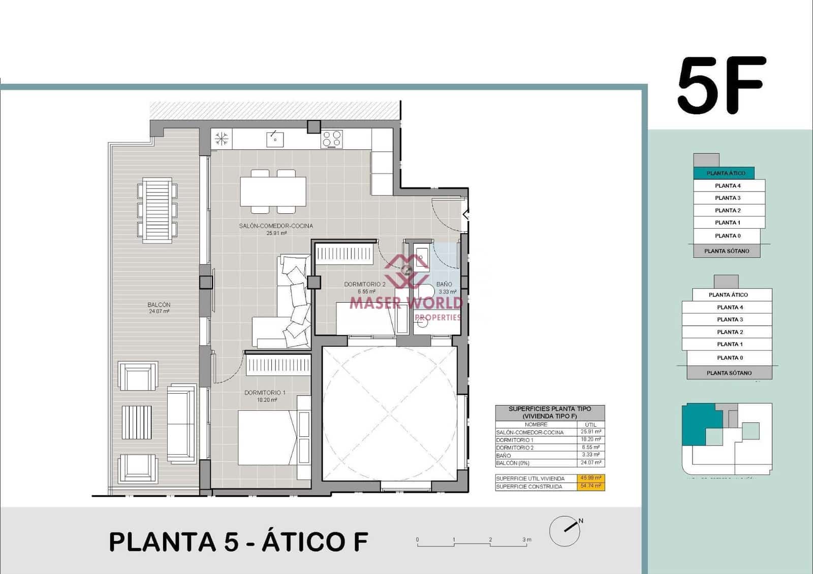 2 sypialnia Penthouse na sprzedaż w Torrevieja z basenem garażem - 350 000 € (Ref: 9183557)