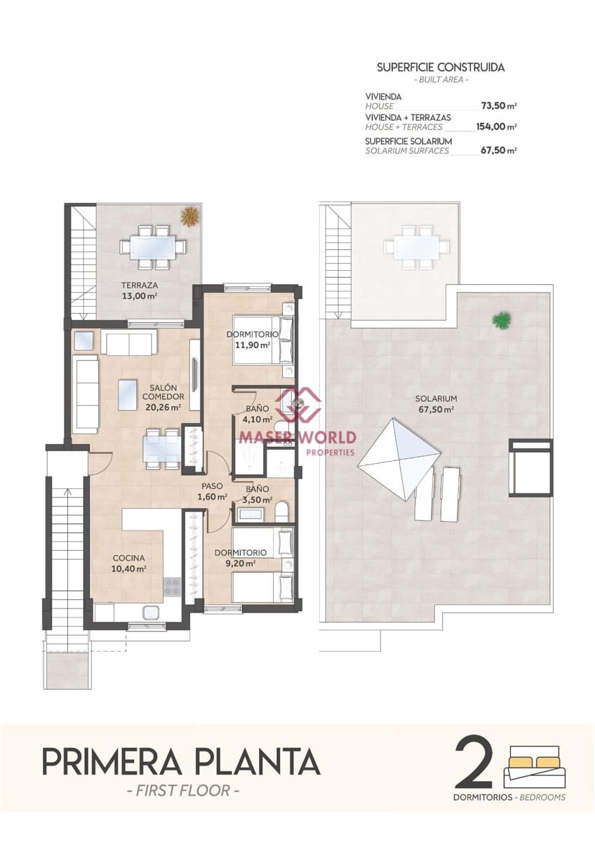 2 quarto Bungalow para venda em San Miguel de Salinas com piscina - 273 800 € (Ref: 9183568)