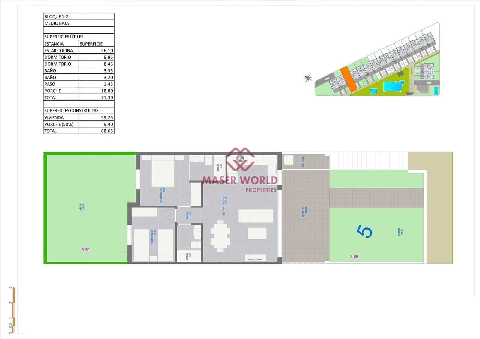 2 sypialnia Bungalow na sprzedaż w Pilar de la Horadada z basenem - 296 000 € (Ref: 9190995)