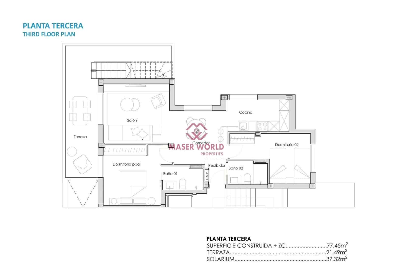 2 sypialnia Penthouse na sprzedaż w Torre-Pacheco z basenem - 279 900 € (Ref: 9200382)