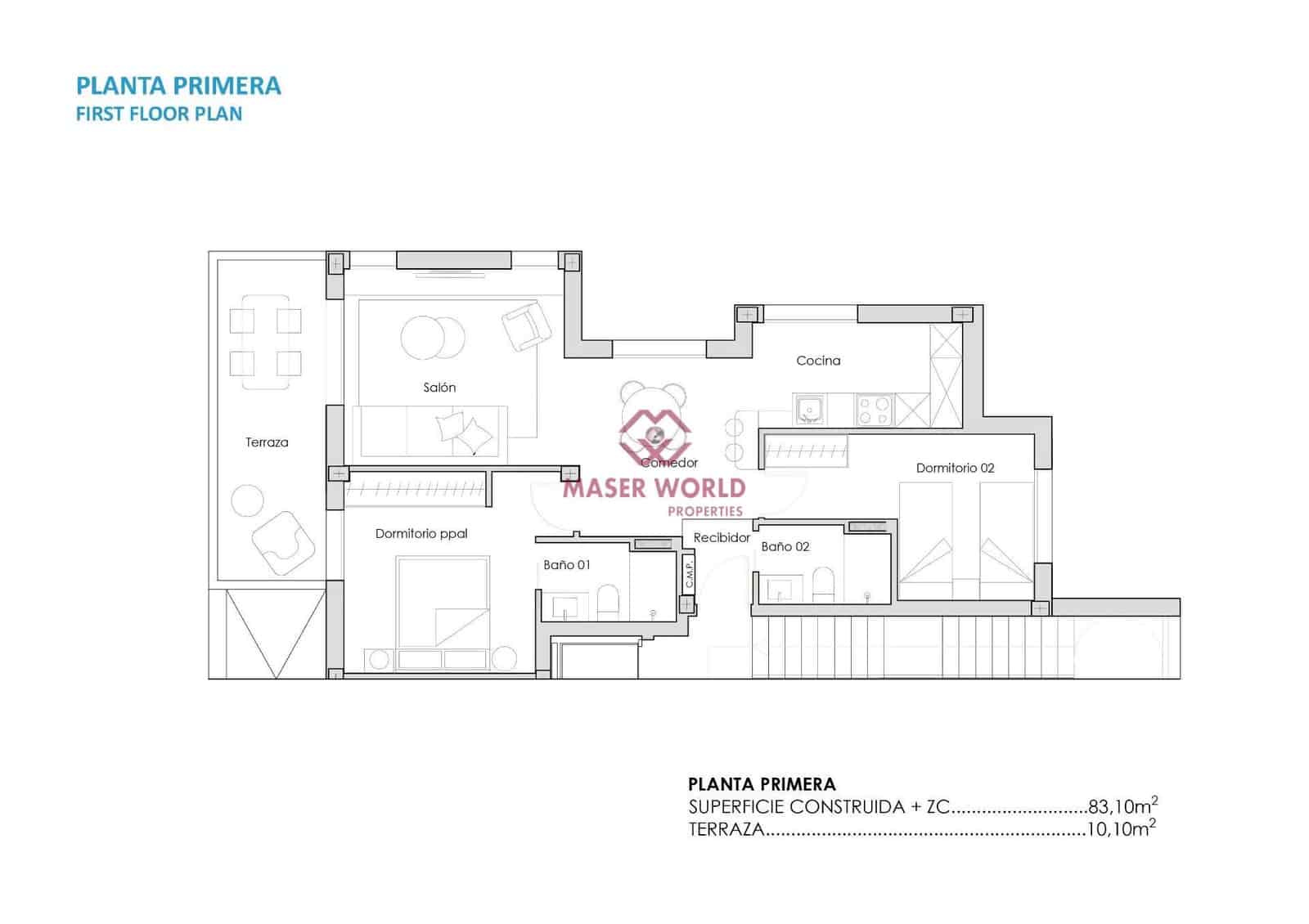 2 soverom Leilighet til salgs i Torre-Pacheco med svømmebasseng - € 281 900 (Ref: 9200383)