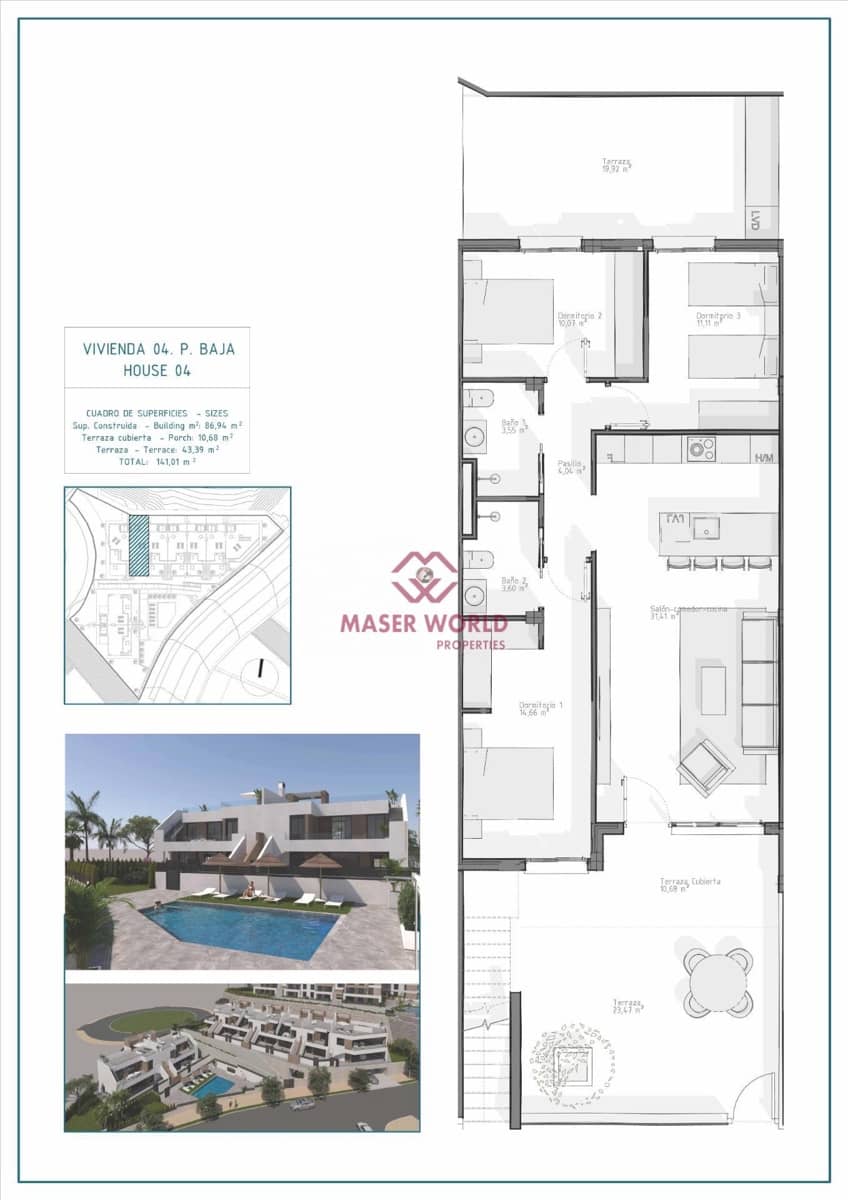 3 sypialnia Bungalow na sprzedaż w Vera z basenem - 268 500 € (Ref: 9200386)