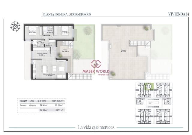 3 bedroom Bungalow for sale in Alhama de Murcia with pool - € 287,000 (Ref: 9200389)