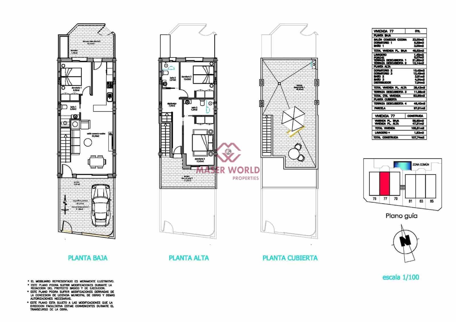 3 soverom Rekkehus til salgs i Pilar de la Horadada med svømmebasseng - € 354 900 (Ref: 9200390)