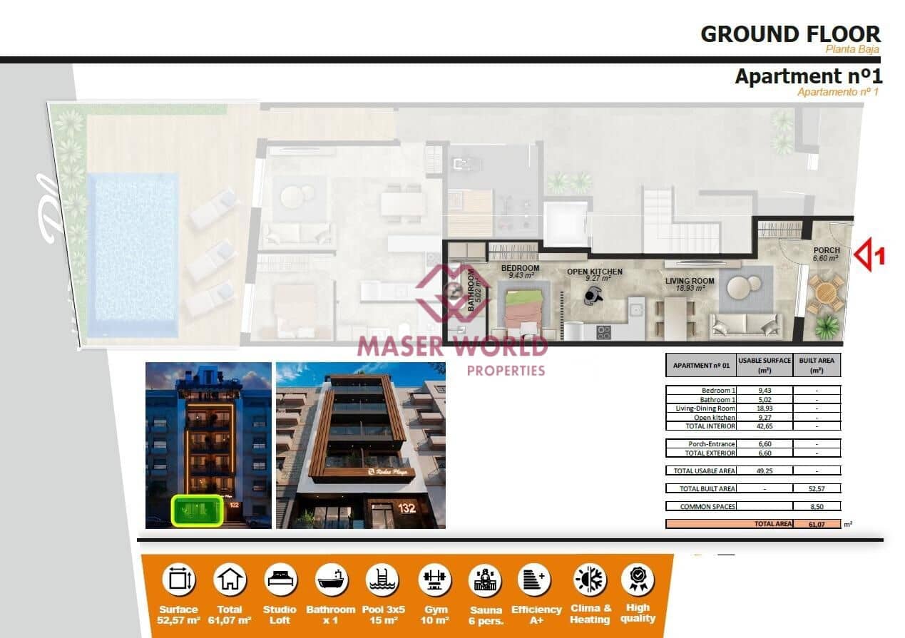 1 chambre Appartement à vendre à Torrevieja avec piscine - 195 000 € (Ref: 9243287)