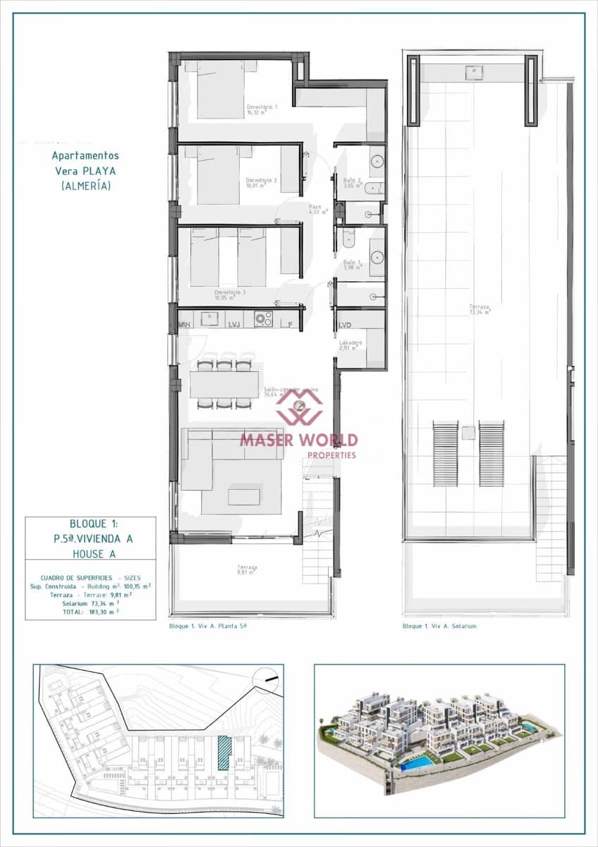 3 chambre Penthouse à vendre à Vera avec piscine - 395 000 € (Ref: 9252329)