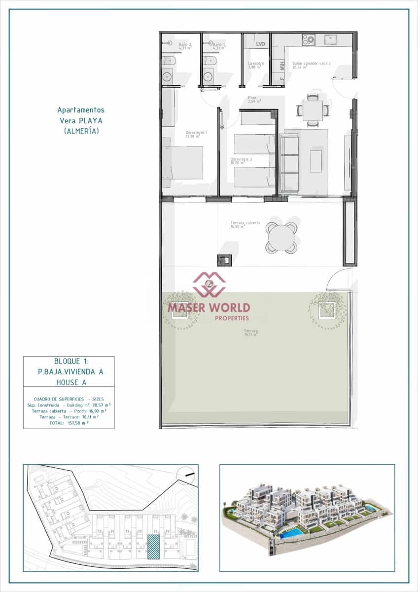 2 bedroom Apartment for sale in Vera with pool - € 285,000 (Ref: 9252341)