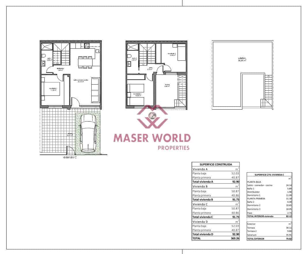 3 bedroom Terraced Villa for sale in Pilar de la Horadada - € 285,000 (Ref: 9252359)