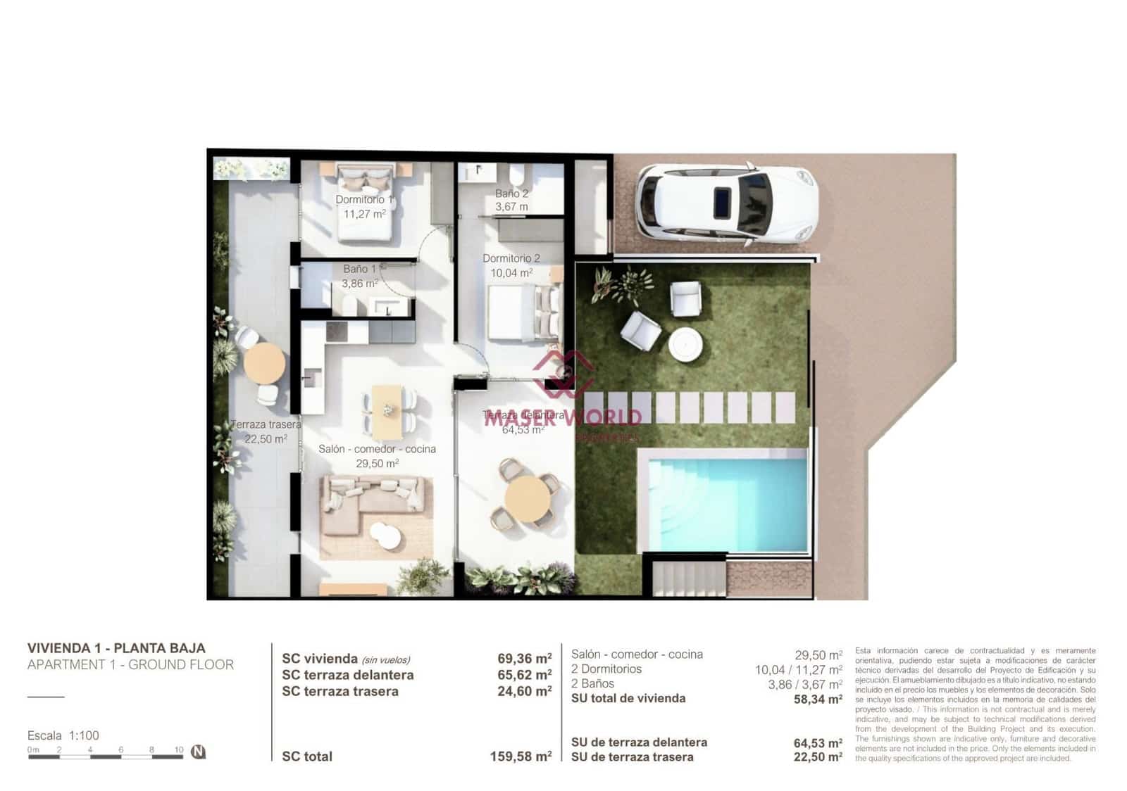 2 sypialnia Bungalow na sprzedaż w Lo Pagan z basenem - 314 900 € (Ref: 9300986)