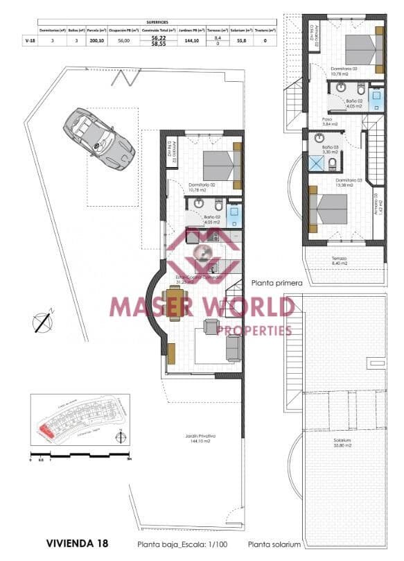 3 chambre Villa/Maison Mitoyenne à vendre à Pilar de la Horadada avec piscine - 370 000 € (Ref: 9337947)