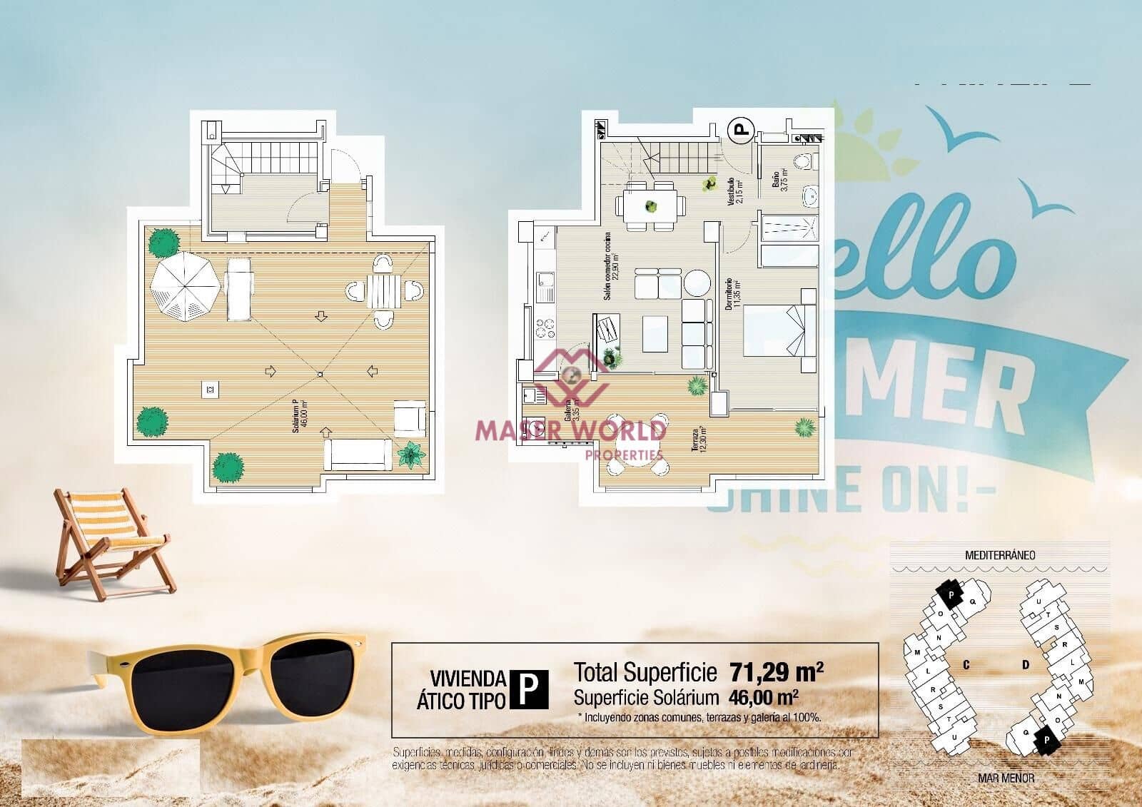 1 soverom Penthouse til salgs i La Manga del Mar Menor med svømmebasseng garasje - € 280 000 (Ref: 9343274)