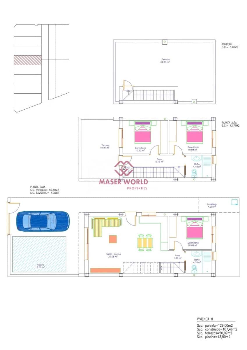 3 sypialnia Willa na sprzedaż w San Pedro del Pinatar z basenem - 369 900 € (Ref: 9344697)