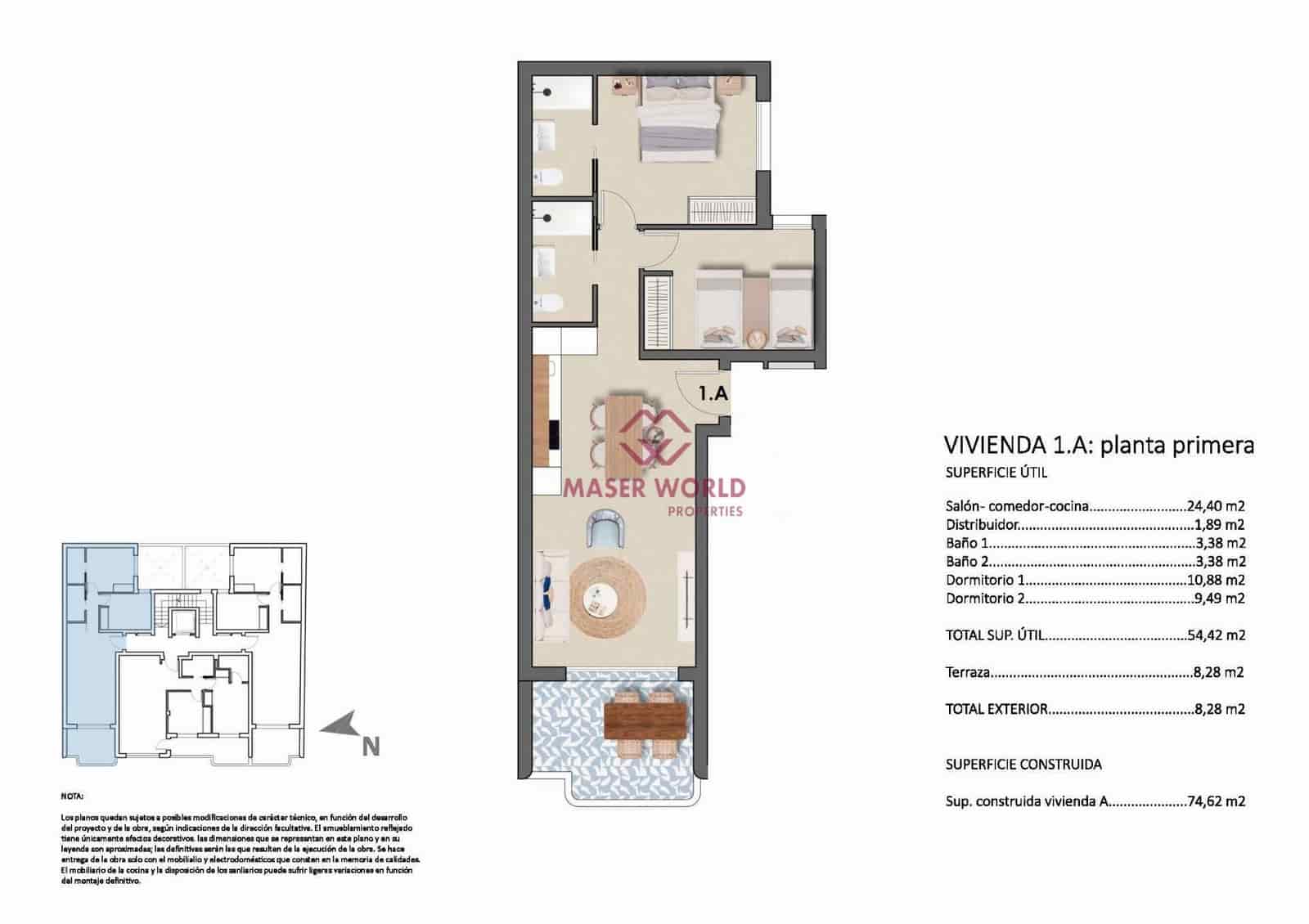 2 bedroom Apartment for sale in Torre de la Horadada with pool - € 292,900 (Ref: 9385512)